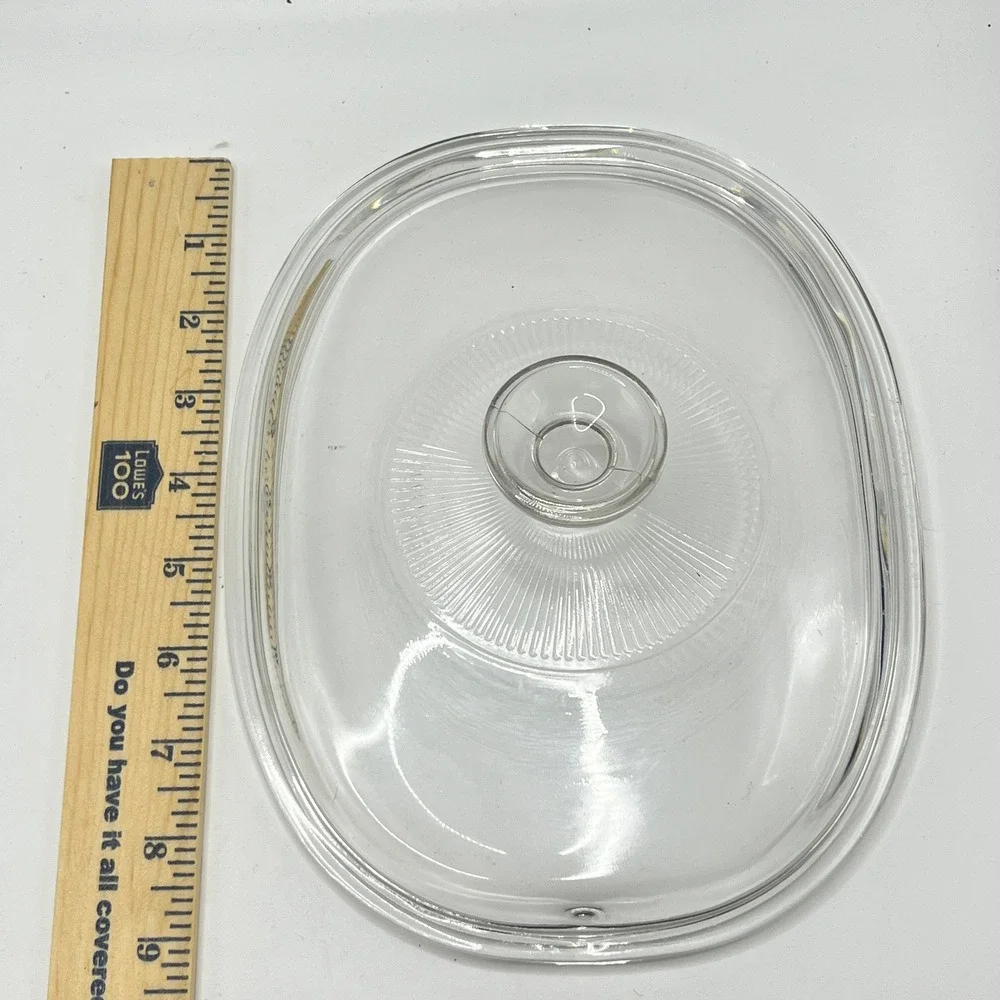 Pyrex Clear Glass Oval Replacement Lid F-12-C Sunburst Knob 10 Inch Casserole